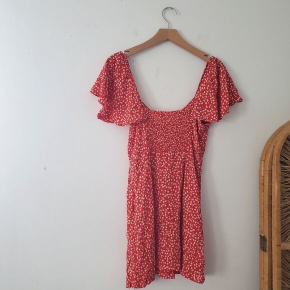 Zara Red Floral Mini Dress S - Picture 5 of 7